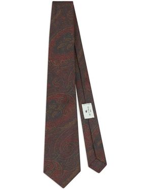 Etro Accessoires ,Veelkleurig ,Jacquard Paisley Das - Bruin