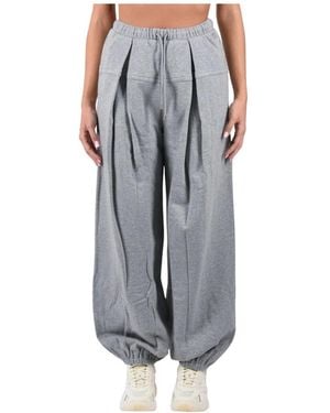 Sportmax Broeken ,Grijs ,Katoen Wijde Broek