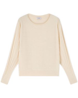 mötivi Rippstrick-Pullover Mit Streifen - Natur