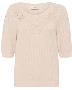 Cream Round-Neck Knitwear - Neutre
