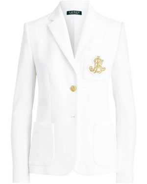 Ralph Lauren Anfisa Gevoerde Blazer Met Gouden Details - Wit
