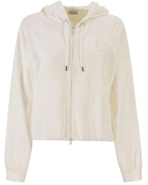 Brunello Cucinelli Hoodie Met Rits Van Katoen - Wit