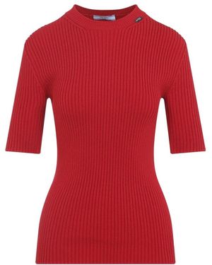 Prada Triangle Logo Ribbed Knit Top - Rood