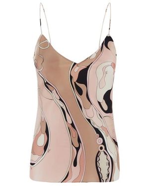 PUCCI Top Mit Dünnen Trägern Und Abstraktem Muster - Braun