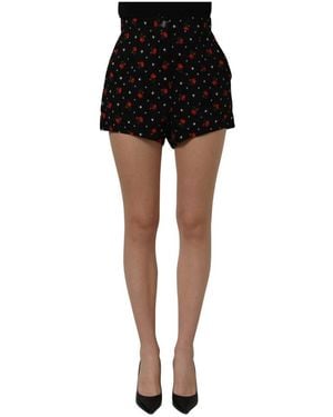 Dolce & Gabbana Korte Broeken ,Veelkleurig ,Polyester Hot Pants - Zwart