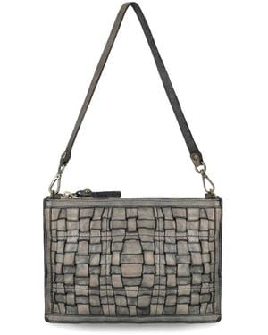 Campomaggi Graue Leder-Crossbody-Schultertasche