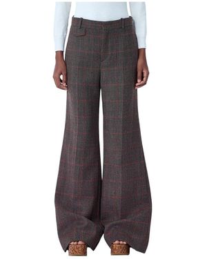 Chloé Geruite Wollen Pantalon - Grijs