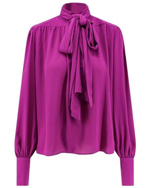 ACTUALEE Overhemden ,Paars ,Satijn Satijnen Blouse Met Padded Schouders