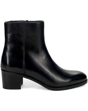 Calpierre Schoenen ,Zwart ,Leer Enkellaarsjes Met Hak