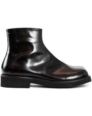 MM6 by Maison Margiela Schwarze Leder-Stiefeletten