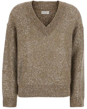 Brunello Cucinelli V-Neck Knitwear - Verde