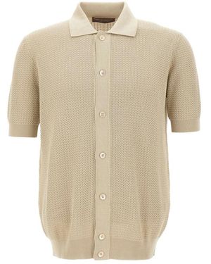 FILIPPO DE LAURENTIIS Truien & Vesten ,Katoen Cotton Crêpe Shirt - Naturel