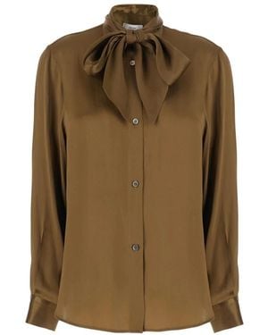 Grifoni Blouse Met Kraag En Lange Mouwen - Groen