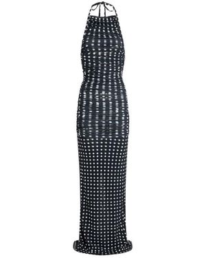 Patou Kleedjes ,Blauw ,Nylon Maxi Jurk - Zwart