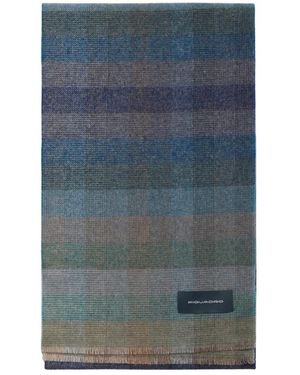 Piquadro Merino-Wollschal Mit Verblasstem Karomuster - Blau