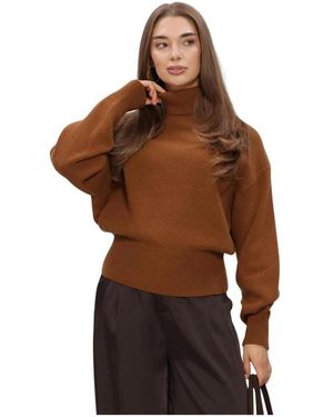 SELECTED Truien & Vesten ,Bruin ,Katoen Slwellie Ls Knit Roll Neck