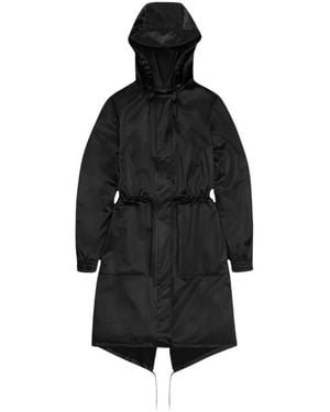 Rains Sportlicher Schwarzer Parka Mit Fishtail-Saum