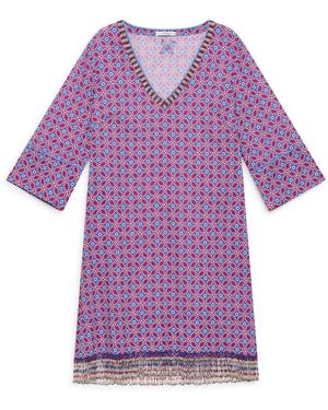 Maliparmi Kleedjes ,Blauw ,Katoen Floral Spin Dress - Paars