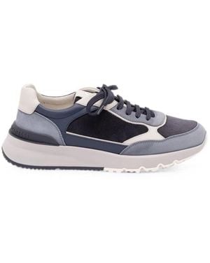 Brunello Cucinelli Leren Sneakers Met Panelen - Blauw