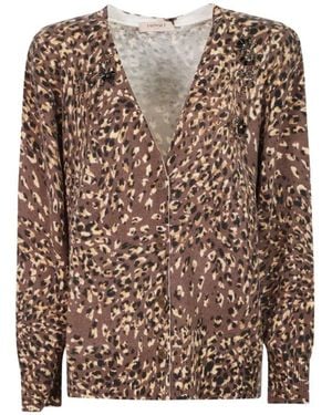 Twinset Truien & Vesten ,Bruin ,Wol Wolmix Maxi Vest