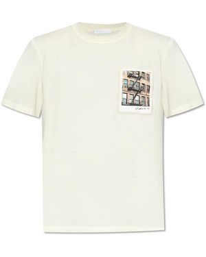 Helmut Lang Tops ,Katoen T-Shirt Met Zak - Wit