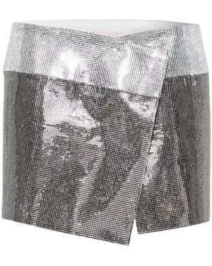 Nue Metallic Rhinestone Mini Skirt - Grau