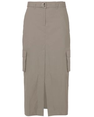 Bomboogie Cotton Blend Midi Cargo Rok - Grijs