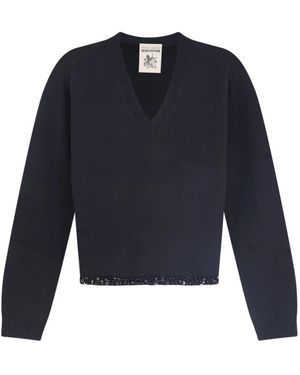 Semicouture V-Neck Knitwear - Azul