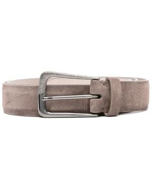 Brunello Cucinelli Beiger Wildleder-Pin-Gürtel - Natur