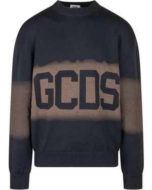 Gcds Truien & Vesten ,Blauw ,Wol Logo Spray Crewneck