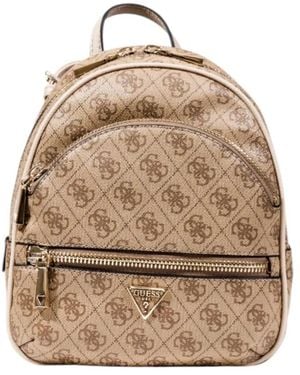 Guess Stylischer Bedruckter Rucksack Mit Mehreren Taschen - Natur