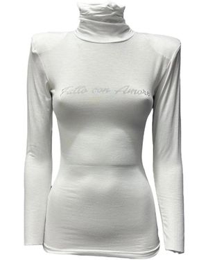 Giulia N Couture Long Sleeve Tops - Gris