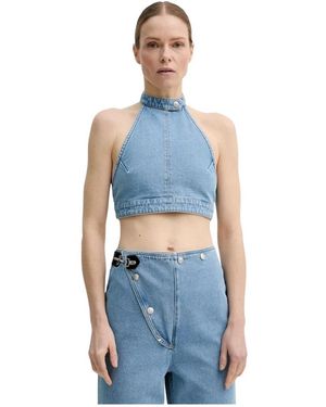 Nanushka Tops ,Blauw ,Denim Arina Denim Halter Top
