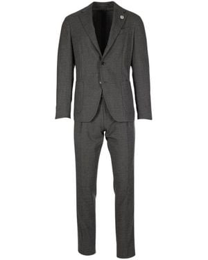 Lardini Kostuum Van Stretch Wol - Zwart