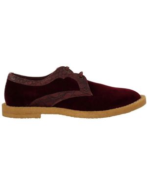 Dolce & Gabbana Dolce Gabbana Bordeaux Velvet Exotic Leather Shoes - Brown