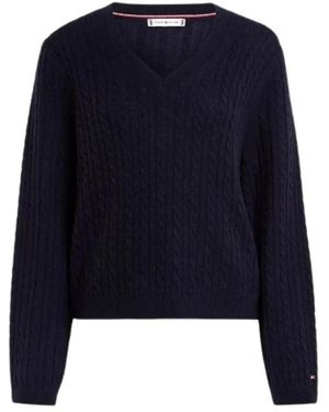 Tommy Hilfiger V-Neck Knitwear - Blue