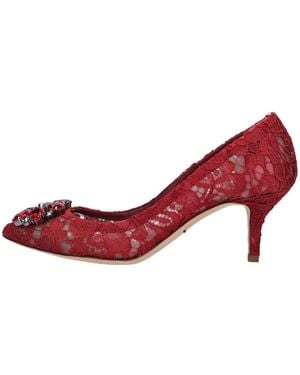 Dolce & Gabbana Lace Pumps Met Broche Details - Rood