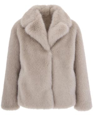 Max Mara Jassen ,Polyester Wkiozioso Korte Imitatiebontjas - Grijs
