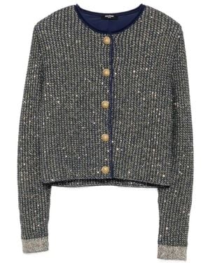 Balmain Truien & Vesten ,Blauw ,Nylon Gebreide Cardigan - Grijs