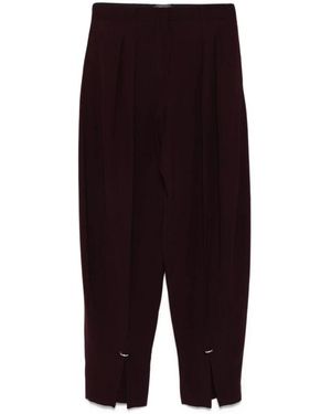 Mugler Broeken ,Paars ,Paarse Geplooide Rechte Pijp Broek - Zwart