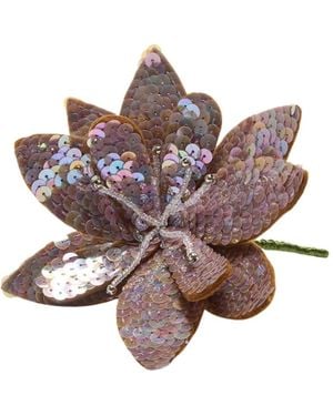 Maliparmi Accessoires ,Roze ,Pailletten Geborduurde Bloemen Broche - Bruin