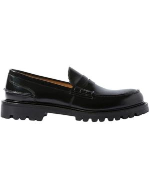 SCAROSSO Handgefertigte schwarze Lederslipper