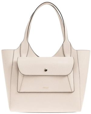 Furla Tassen ,Wit ,Leer Bedrukte Leren Shopper - Naturel