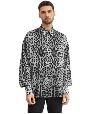 Dolce & Gabbana Super-Oversized Zijden Overhemd Met Luipaardprint - Zwart