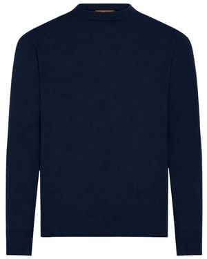 Cruna Slim-Fit Rundhals-Pullover Camargue - Blau