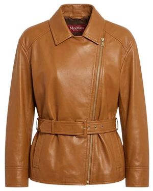 Max Mara Leather Jackets - Marrón