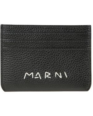 Marni Accessoires ,Zwart ,Leer Leren Kaarthouder Portemonnee