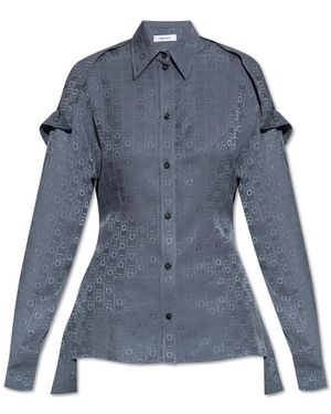 Ferragamo Overhemden ,Grijs ,Losvallend Overhemd Met Monogram - Blauw