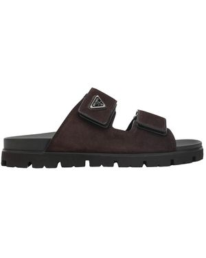 Prada Schoenen ,Bruin ,Leer Sandali