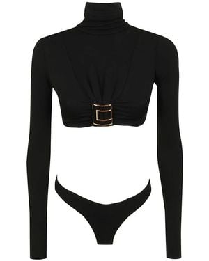 Elisabetta Franchi Jersey Body Met Logo-Embleem - Zwart